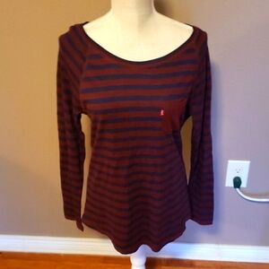 Levis long sleeve striped boat neck top